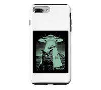 Custodia per iPhone 7 Plus/8 Plus Divertente gatto UFO rapimento alieno Retro Sci-Fi Meme