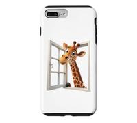 Custodia per iPhone 7 Plus/8 Plus Divertente giraffa che sbircia attraverso una finestra aperta