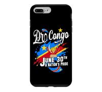 Custodia per iPhone 7 Plus/8 Plus DR Congo Giorno dell'Indipendenza 30 giugno Bandiera e Emblema Congolese
