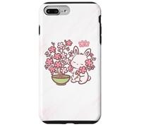 Custodia per iPhone 7 Plus/8 Plus Easter Bunny Pink Sakura Flower Cute Japanese Cherry Blossom