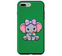 Custodia per iPhone 7 Plus/8 Plus Elefante che indossa un fiocco per capelli per la consapevolezza dell'autismo