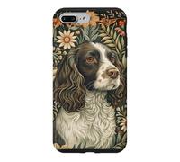 Custodia per iPhone 7 Plus/8 Plus English Springer Spaniel William Morris, decorazione floreale per cani