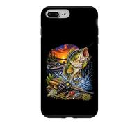 Custodia per iPhone 7 Plus/8 Plus Epic Bass Pesca Scena con Barca su un Lago Tramonto