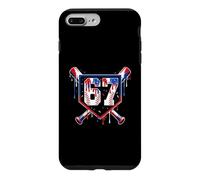 Custodia per iPhone 7 Plus/8 Plus Estate Six Seven Baseball Gocciolante Rosso Bianca Blu USA