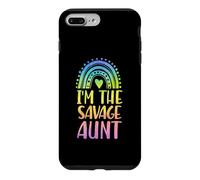 Custodia per iPhone 7 Plus/8 Plus Estetica a forma di cuore arcobaleno con scritta "I'm The Savage Aunt"