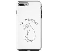 Custodia per iPhone 7 Plus/8 Plus Ew Morning White Cat Sitting with Sad Face Not a Morning Cat