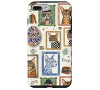 Custodia per iPhone 7 Plus/8 Plus Fancy Cat and Dog Portraits Vintage Style Book Lover