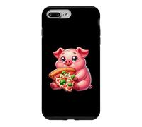 Custodia per iPhone 7 Plus/8 Plus Felice Carino Maiale Godendo Pizza Italiano Fast Food