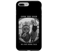 Custodia per iPhone 7 Plus/8 Plus Felpa con cappuccio Open The Door Peephole We Just Wanna Talk Cats
