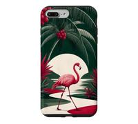 Custodia per iPhone 7 Plus/8 Plus Fenicottero che cammina sotto le palme ad arco