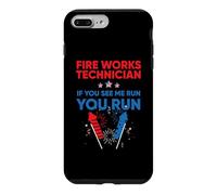 Custodia per iPhone 7 Plus/8 Plus Fire Works Technician If Me Run You Run 4th Of July