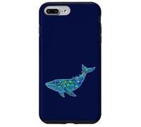 Custodia per iPhone 7 Plus/8 Plus Floral Whale Blue Humpback Botanical Flowers Ocean Nature
