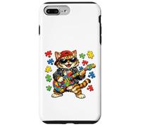Custodia per iPhone 7 Plus/8 Plus Funny Cat Rockstar Autism Puzzle Consapevolezza dell'autismo