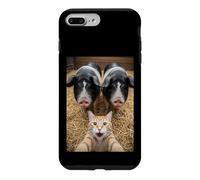 Custodia per iPhone 7 Plus/8 Plus Funny Cat Selfie with Pigs Design - Cute Animal Pig Lovers