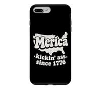 Custodia per iPhone 7 Plus/8 Plus Funny USA Merica Kickin Ass Since 1776 4th of Luglio Map Art