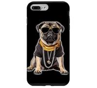 Custodia per iPhone 7 Plus/8 Plus Gangster Pug Hip Hop Cane con occhiali da sole e catena d'oro