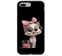 Custodia per iPhone 7 Plus/8 Plus Gattino Grigio Gatto Rosa Leopard Occhiali Glam Fashion Graphic