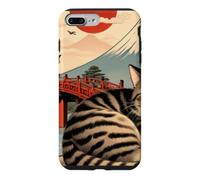 Custodia per iPhone 7 Plus/8 Plus Gatto assonnato giapponese che dorme al tempio