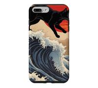 Custodia per iPhone 7 Plus/8 Plus Gatto giapponese che cammina sopra la grande onda Hokusai