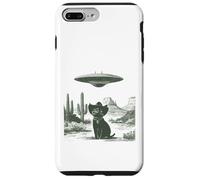 Custodia per iPhone 7 Plus/8 Plus Gatto rapimento alieno con cappello occidentale deserto UFO Sci-Fi Art