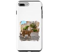 Custodia per iPhone 7 Plus/8 Plus Gatto soriano che cammina tranquilla scena di strada europea