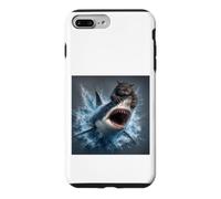 Custodia per iPhone 7 Plus/8 Plus Gatto Squalo che salta fuori dall'acqua Opera d'arte per gli amanti dell'oceano