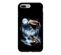 Custodia per iPhone 7 Plus/8 Plus Geco crestato che ulula alla luna anni '90 retrò