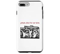 Custodia per iPhone 7 Plus/8 Plus Gesù è morto per i nostri peccati (Vintage Illustrazione Grafica)