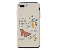 Custodia per iPhone 7 Plus/8 Plus Gesù fa cose nuove farfalla versi biblici cristiani
