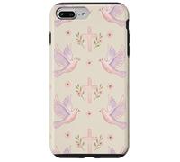 Custodia per iPhone 7 Plus/8 Plus Gesù Fede Croce Colomba Floreale Rosa Preghiera Donna Style