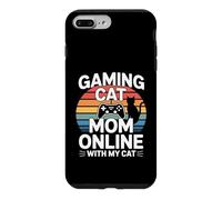 Custodia per iPhone 7 Plus/8 Plus Gioco Gatto Mamma Online Con Il Mio Gatto Retro Tramonto Gamer