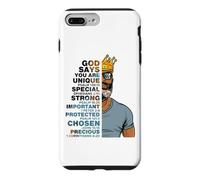 Custodia per iPhone 7 Plus/8 Plus God Says You Are Unique Black Men King Dad Nonno Padre