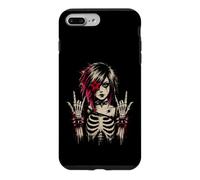 Custodia per iPhone 7 Plus/8 Plus Gotico scheletro Ragazza Rock Horns Emo Punk Dark Design