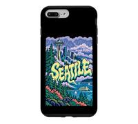 Custodia per iPhone 7 Plus/8 Plus Grafica artistica retrò grunge di Seattle Washington City