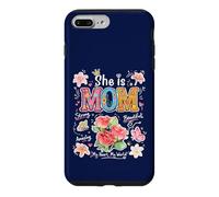 Custodia per iPhone 7 Plus/8 Plus Grafica floreale con scritta in inglese "She Is Mom Cute Mama Mother's Day"