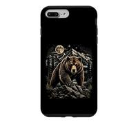 Custodia per iPhone 7 Plus/8 Plus Grizzly Bear Moon Wilderness Wilderness Arte di montagna