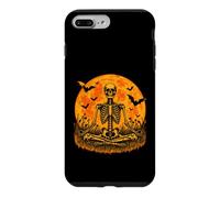Custodia per iPhone 7 Plus/8 Plus Halloween Skeleton Meditation Yoga Full Moon Retro Horror