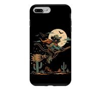 Custodia per iPhone 7 Plus/8 Plus Halloween strega gatto cowboy deserto luna scopa