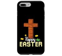 Custodia per iPhone 7 Plus/8 Plus Happy Easter Block Building Brick Builder Gesù Croce Fede
