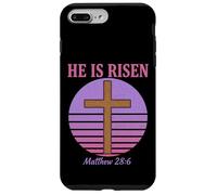 Custodia per iPhone 7 Plus/8 Plus He Is Risen Matthew 28:6 Pasqua Cristiano Croce Retrò
