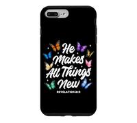 Custodia per iPhone 7 Plus/8 Plus He Makes All Things New Revelation Bibbia Verse Butterflies