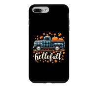 Custodia per iPhone 7 Plus/8 Plus Hello Fall Camicia Divertente Halloween Zucca Buffalo Plaid Camion