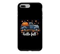 Custodia per iPhone 7 Plus/8 Plus Hello Fall Camicia Divertente Halloween Zucca Buffalo Plaid Camion