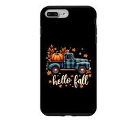 Custodia per iPhone 7 Plus/8 Plus Hello Fall Camicia Divertente Halloween Zucca Buffalo Plaid Camion