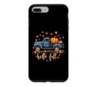 Custodia per iPhone 7 Plus/8 Plus Hello Fall Camicia Divertente Halloween Zucca Buffalo Plaid Camion