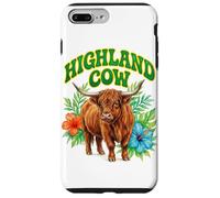 Custodia per iPhone 7 Plus/8 Plus Highland Cow Groovy Floreale Acquerello Boho Highland Cow