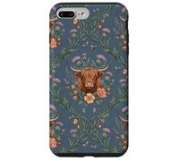 Custodia per iPhone 7 Plus/8 Plus Highland Cow Thistle Floral Scottish Farm Animal Design