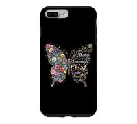Custodia per iPhone 7 Plus/8 Plus I Can Do All Things Through Christ Floral Butterfly Faith