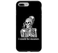 Custodia per iPhone 7 Plus/8 Plus I Could Be Meaner Skeleton Drinking Coffee Cup Mean Mugging