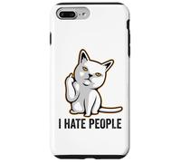 Custodia per iPhone 7 Plus/8 Plus I Hate People Sign,Funny Cat Giving the Finger Flipping Off